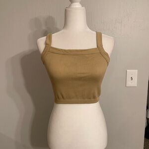 Choices Tan Ribbed Crop Top